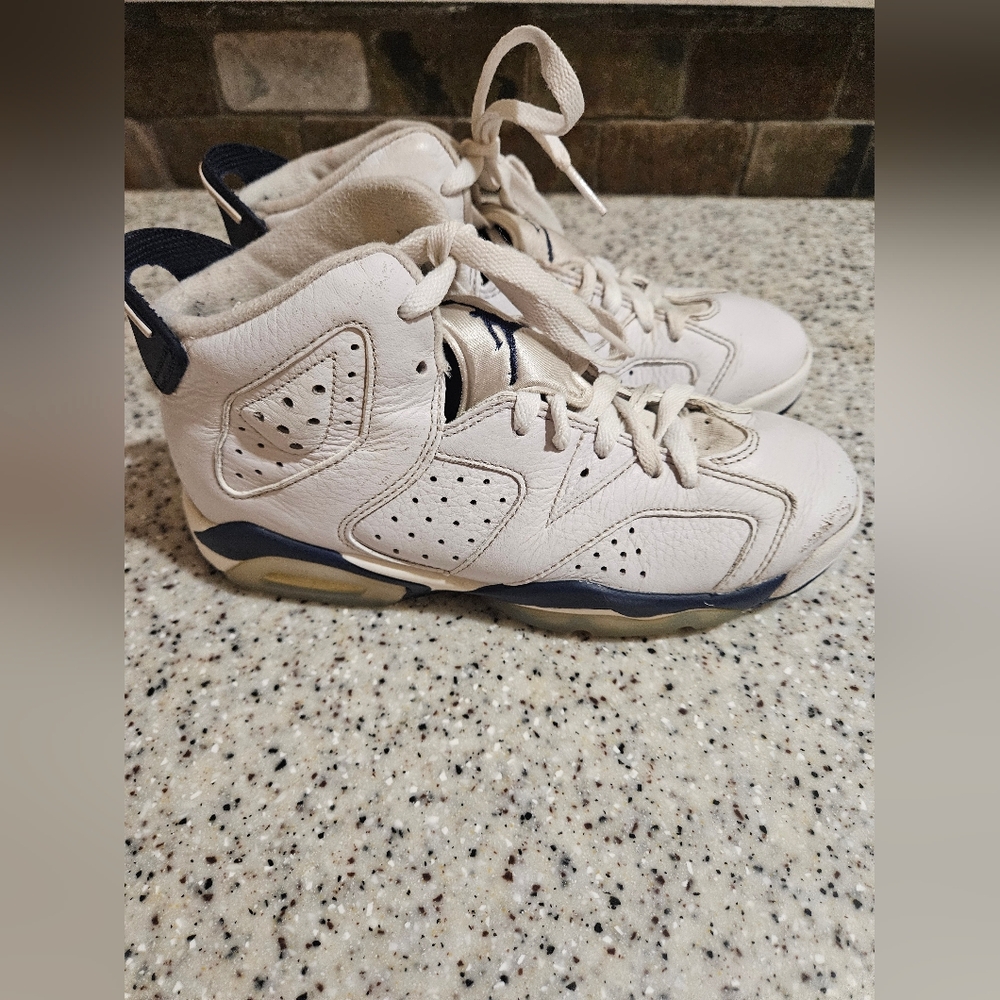Jordan Kids White and Navy Sneakers